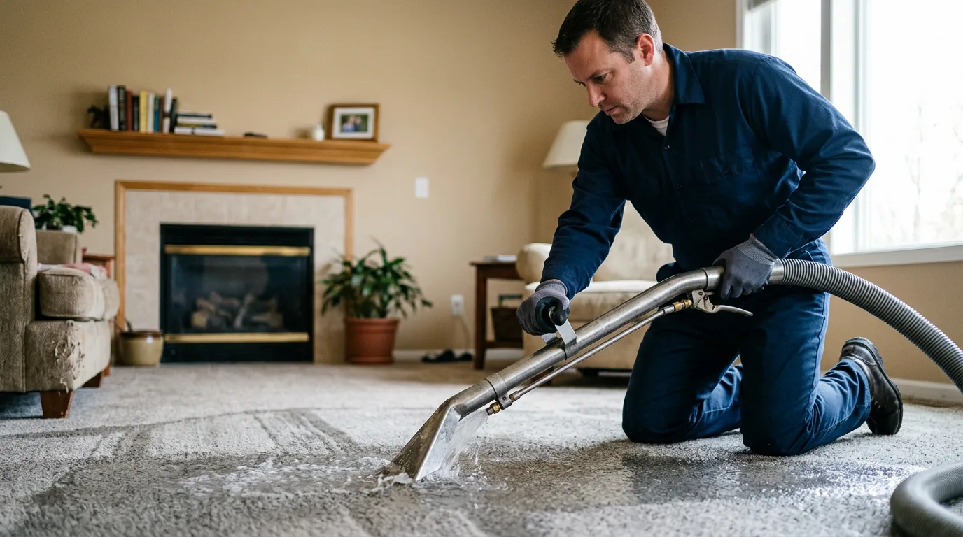 Water damage restoration technician working near Burgettstown, PA